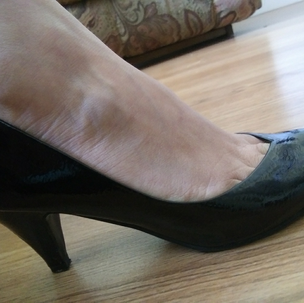 Women's black patent leather heels